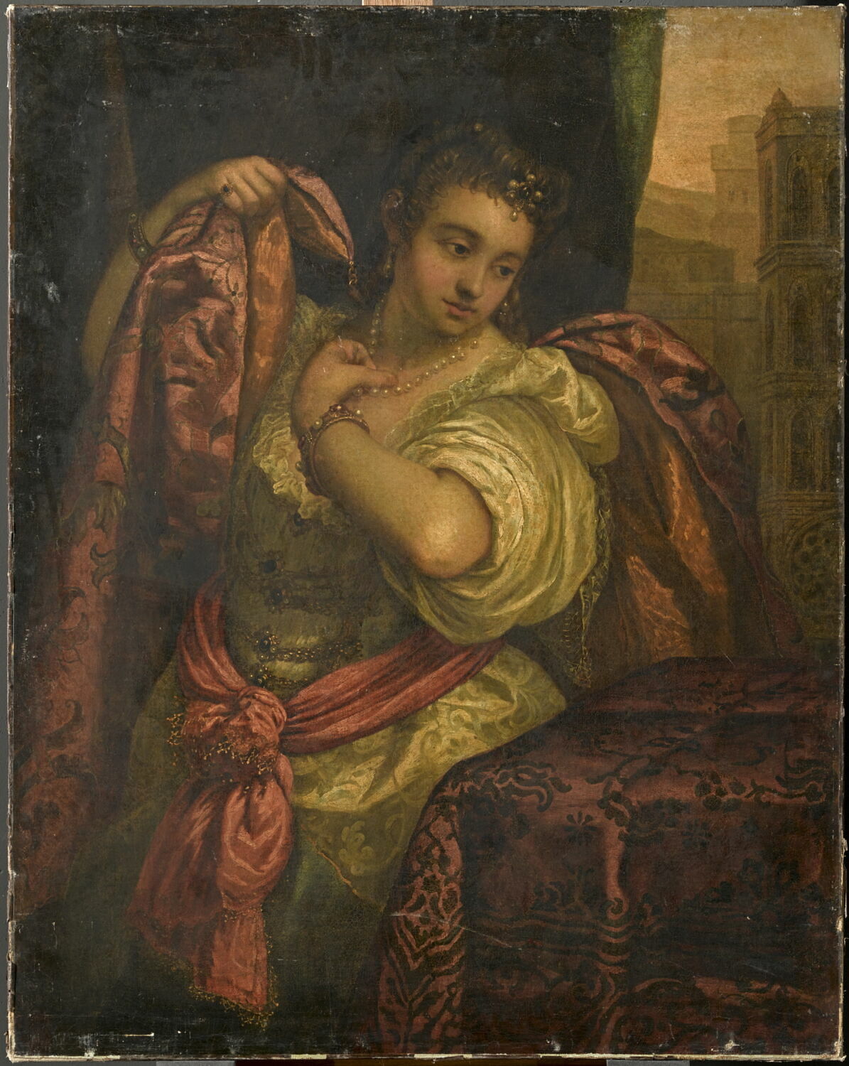 Portrait de femme au collier de perles, Доменико Робусти, последняя четверть XVI века (1575–1600)