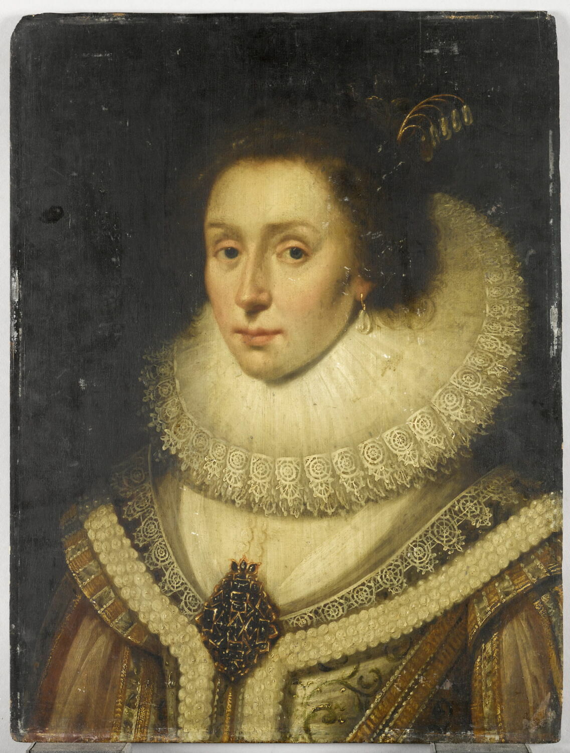 Portrait d’Amalia van Solms (1602-1675), épouse de Frédéric-Henri de Nassau, prince d’Orange et Stadhouder des Provinces-Unies, dit à tort Portrait d’Élisabeth, reine de Bohême, épouse de Frédéric V, électeur palatin, Miereveld, Michiel Jansz van, 1e moitié du XVIIe siècle (vers 1600 - 1650)