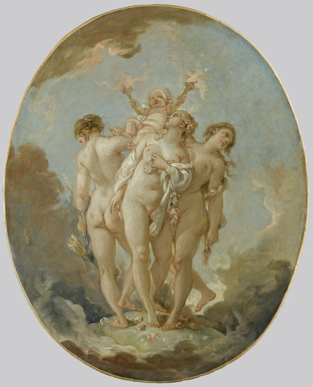 Les trois Grâces supportant l' Amour., Boucher, François, 3e quart du XVIIIe siècle (1765)