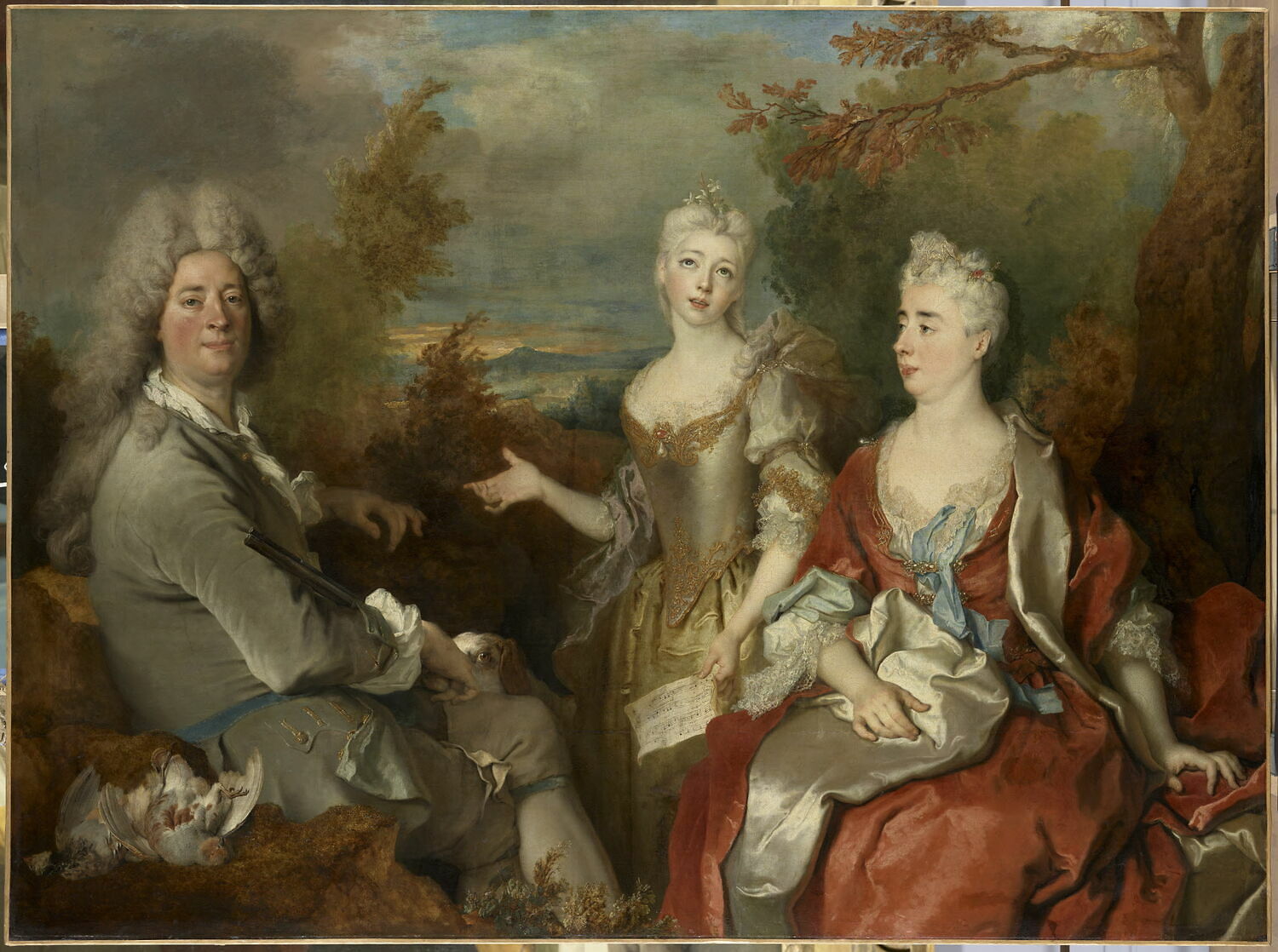 Portrait de famille, dit autrefois à tort : Le peintre, sa femme et sa fille, Largillière, Nicolas de, 1e tiers du XVIIIe siècle (vers 1720 - 1730)