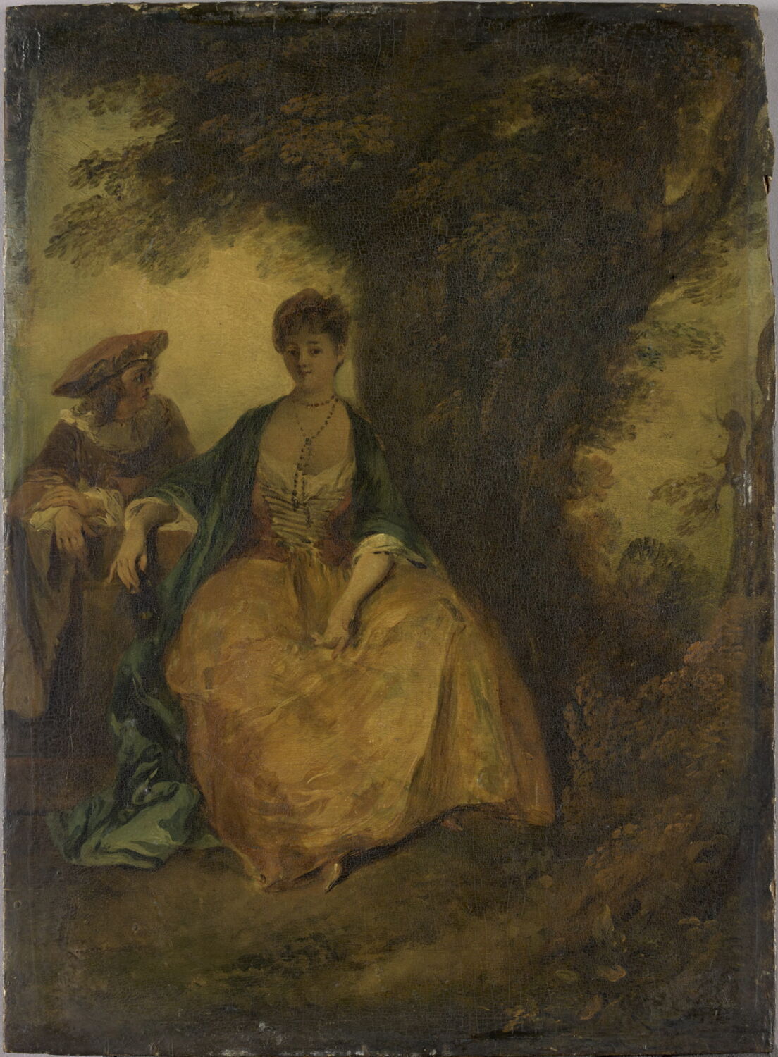 Conversation galante, dit aussi Deux figures dans un paysage, ou La Conversation sous l'arbre, Lancret, Nicolas, 1e moitié du XVIIIe siècle (1700 - 1750)