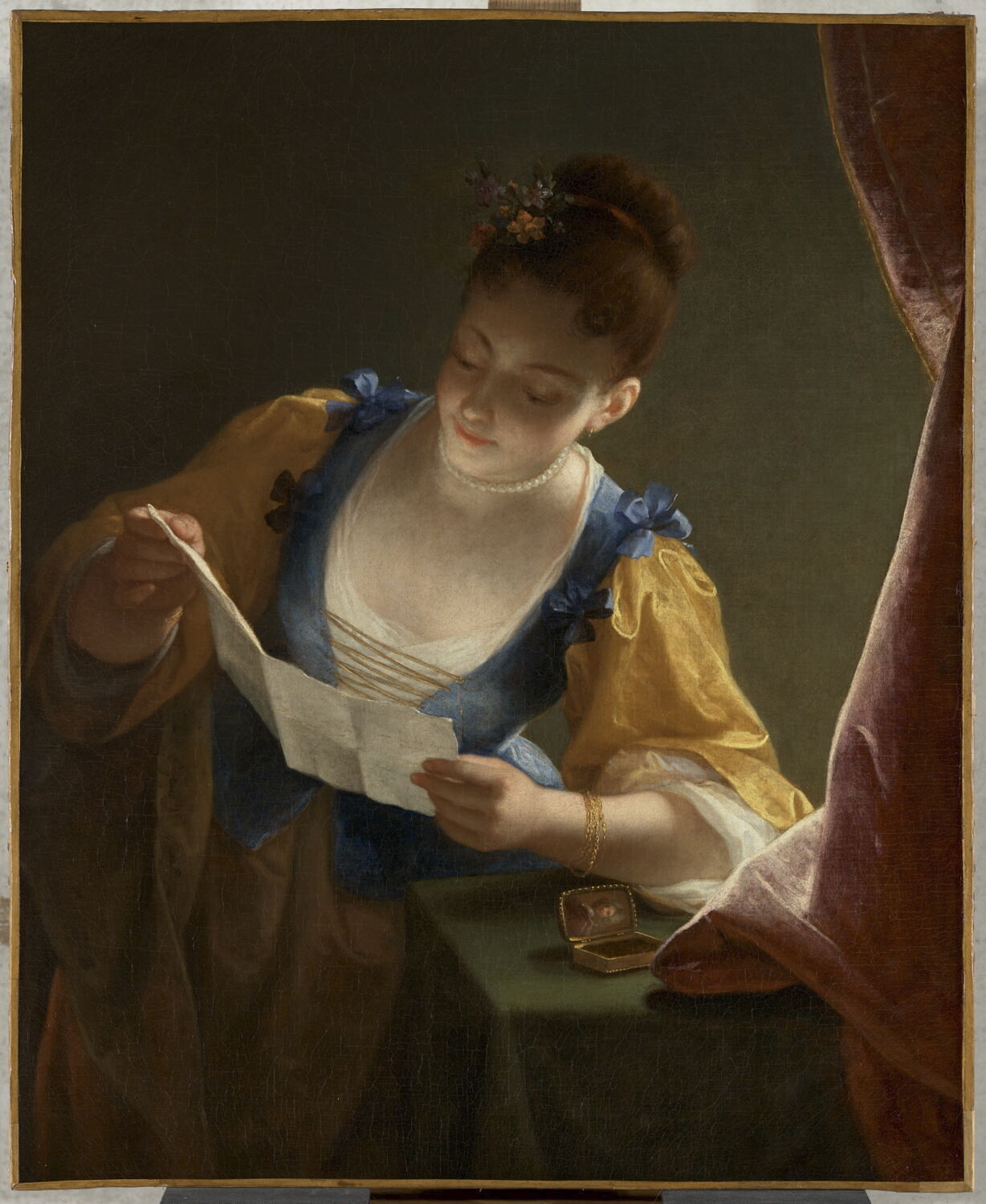 Jeune femme lisant une lettre, Raoux, Jean, 1e quart du XVIIIe siècle (vers 1717 - 1718)