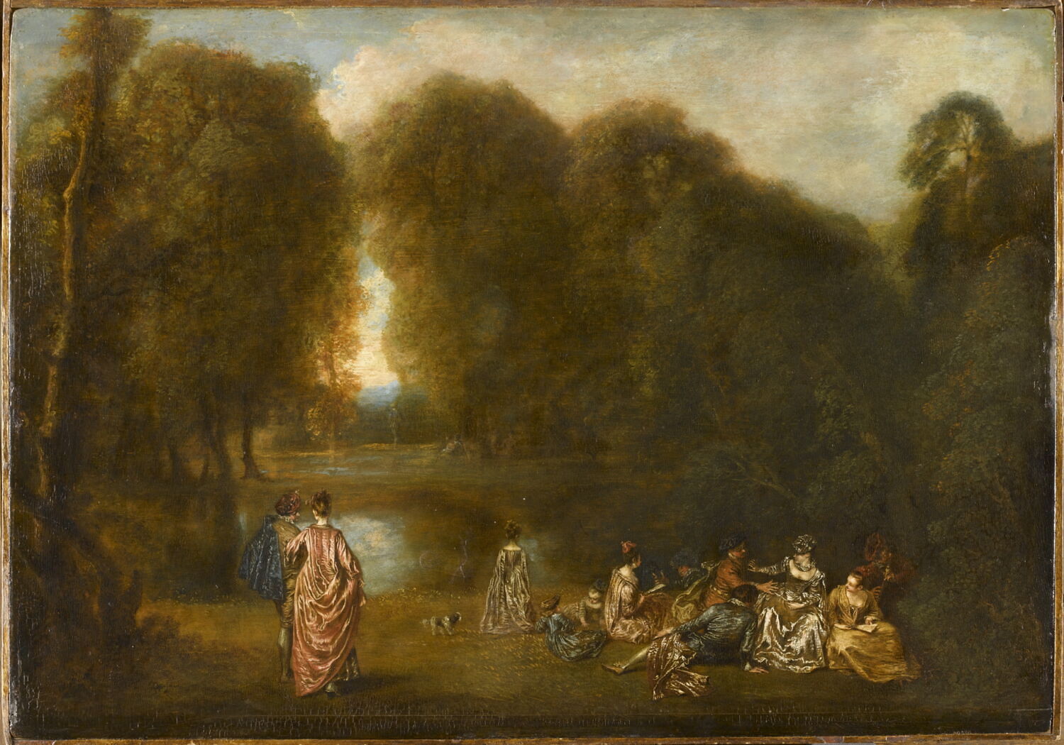 Assemblée dans un parc, Watteau, Jean-Antoine, 1e quart du XVIIIe siècle (vers 1716 - 1717)