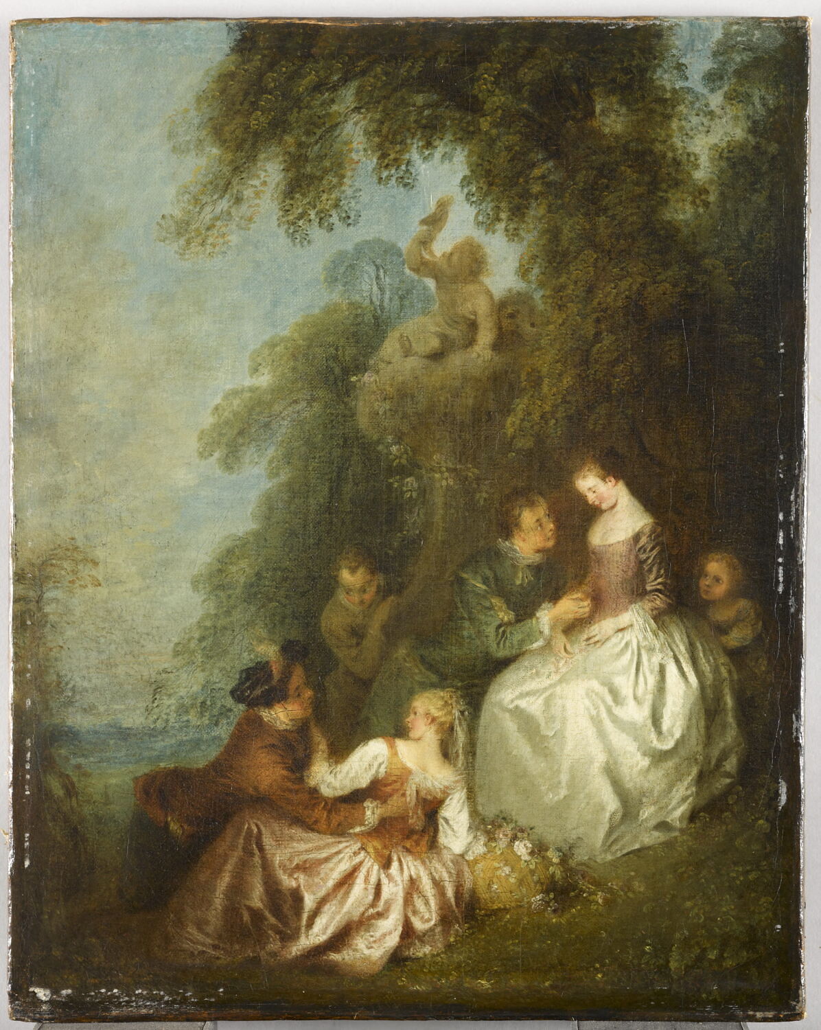 Conversation galante dans un parc, dit aussi La Pomme d'amour, Pater, Jean-Baptiste, 1e quart du XVIIIe siècle (vers 1720)