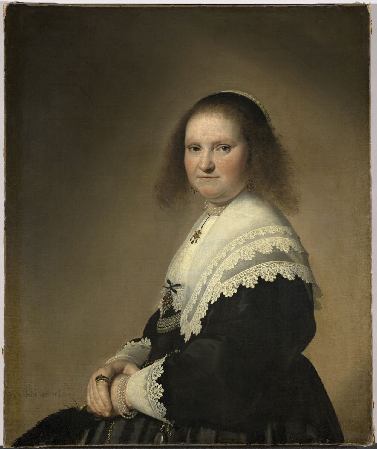 Portrait d'Anna van Schoonhoven (avant 1610-1648), femme du bourgmestre de Haarlem, Johan Colterman, Verspronck, Johannes Cornelisz., 2e quart du XVIIe siècle (1641)