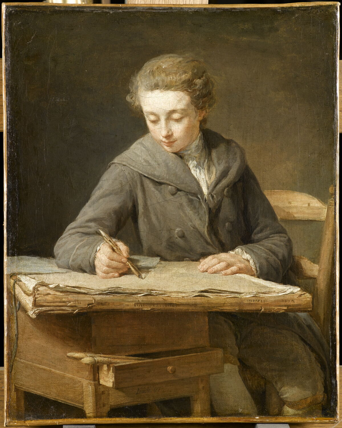 Le petit dessinateur : le peintre Carle Vernet (1758-1836) à l'âge de quatorze ans., Lépicié, Nicolas-Bernard, 3e quart du XVIIIe siècle (1772)