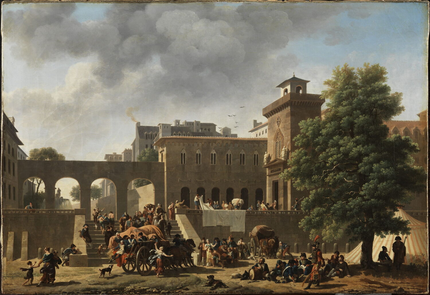 L'extérieur d'un hôpital militaire, ou Les Français en Italie, Taunay, Nicolas Antoine, 1e quart du XIXe siècle (1804)