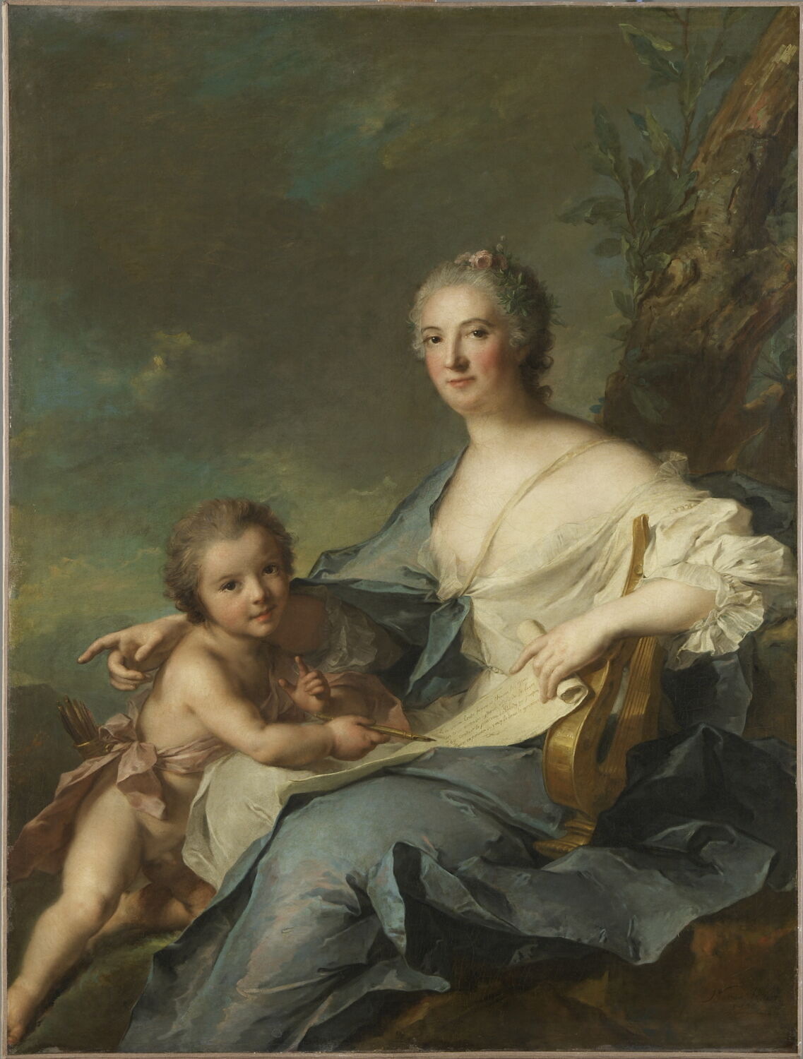 Madame de Sambreval, représentée en Érato, muse de la poésie lyrique (Françoise Geneviève de Vallembras de Sambreval (1700-1779)), Жан-Марк Натье, вторая четверть XVIII века (1746)