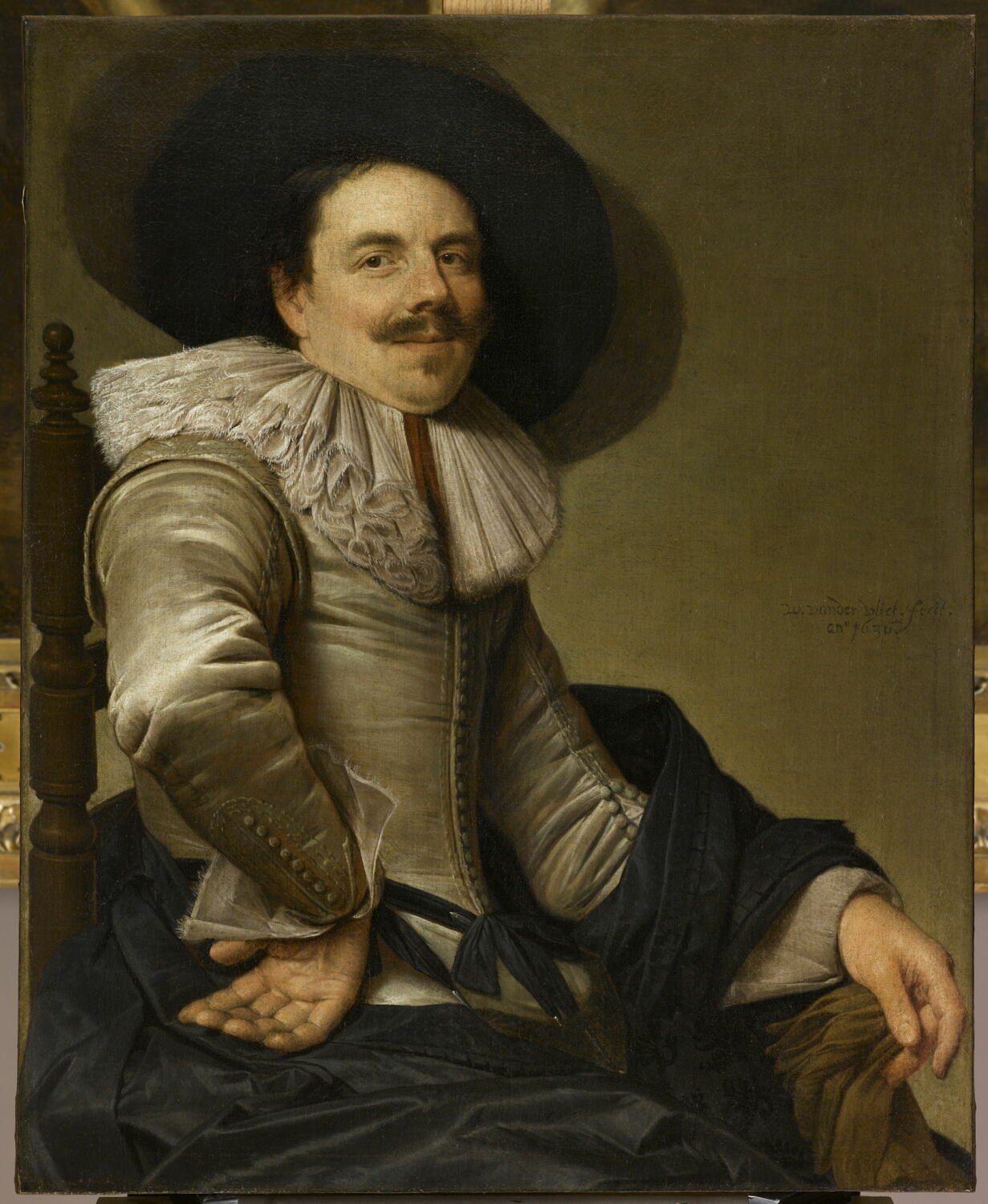 Portrait d'homme à chapeau et assis, Vliet, Willem Willemsz. van, 2e quart du XVIIe siècle (1636)