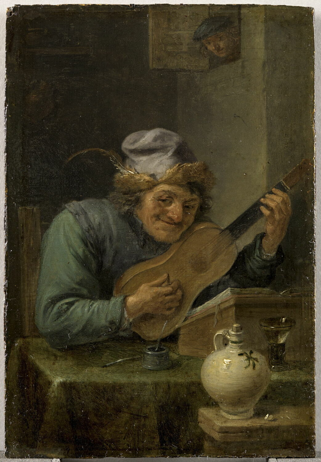 Le joueur de guitare, épié d'en haut, Teniers, David II, 2e quart du XVIIe siècle (vers 1640)