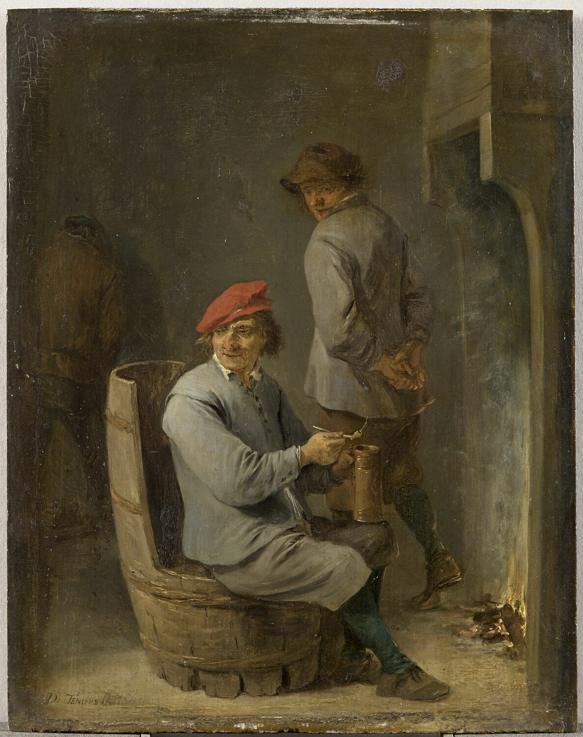 Tabagie. Fumeur au tonneau, Teniers, David II, 2e quart du XVIIe siècle (vers 1645)