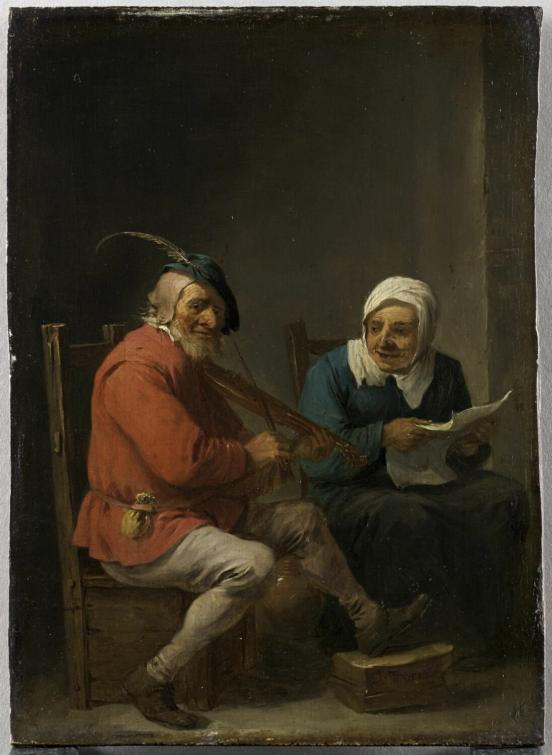 Petit Duo: joueur de pochette et chanteuse, Teniers, David II, 2e quart du XVIIe siècle (vers 1640)