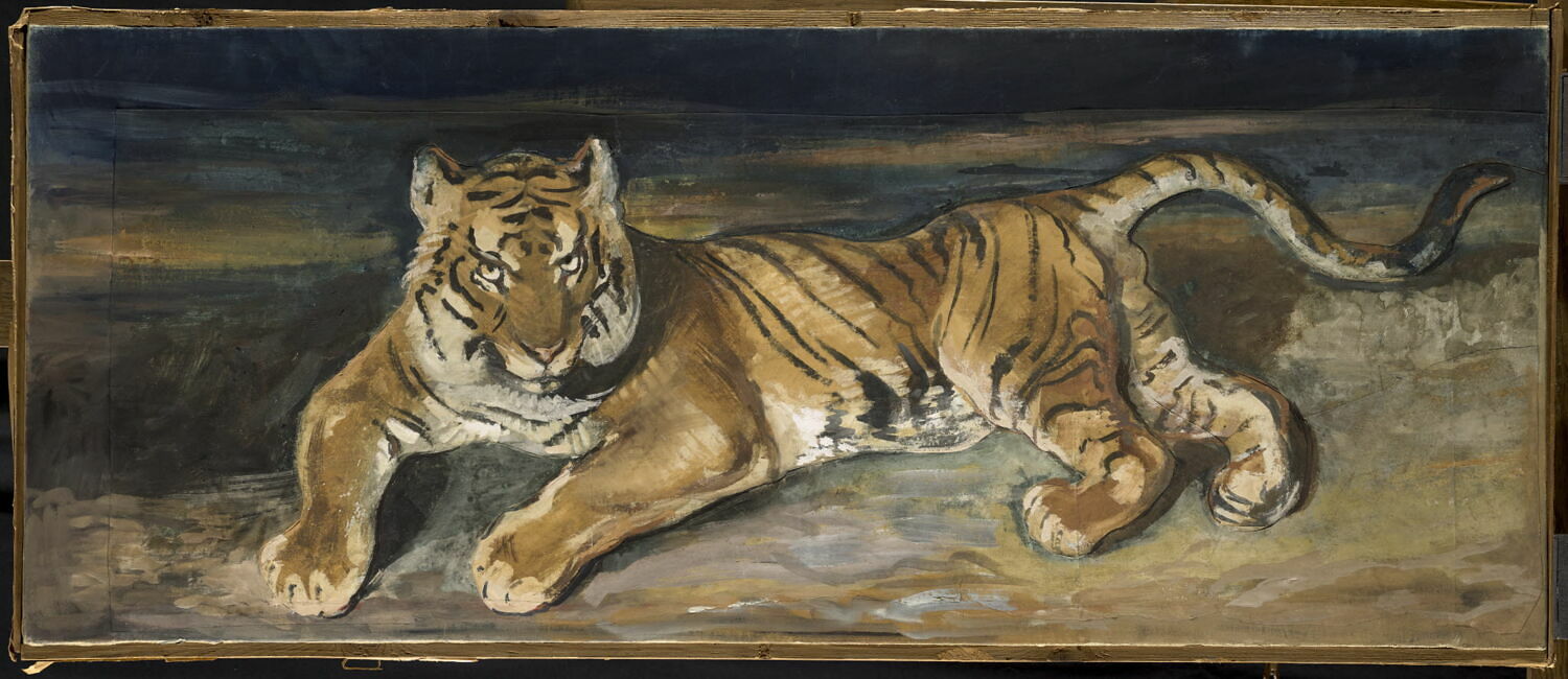 Tigre couché, Barye, Antoine Louis, 2e quart du XIXe siècle (1833)