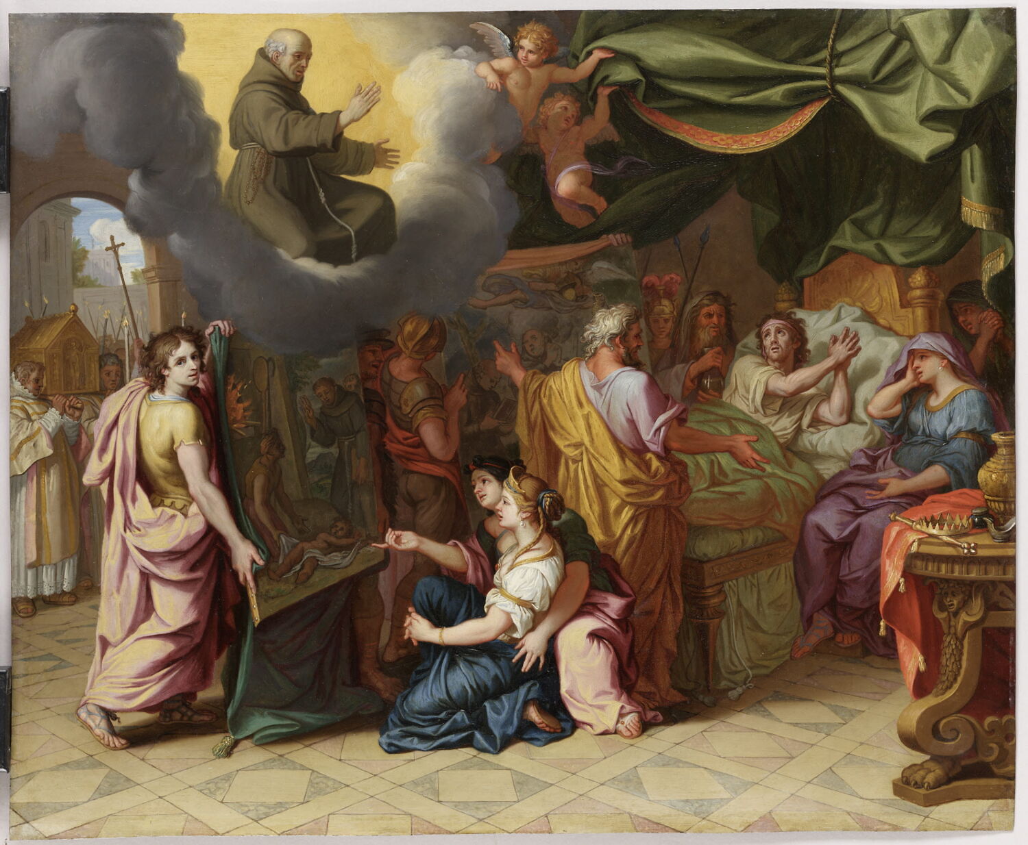 Guérison miraculeuse de don Carlos par saint Diego d'Alcala, Licherie, Louis, XVIIe siècle (vers 1670 - 1675)