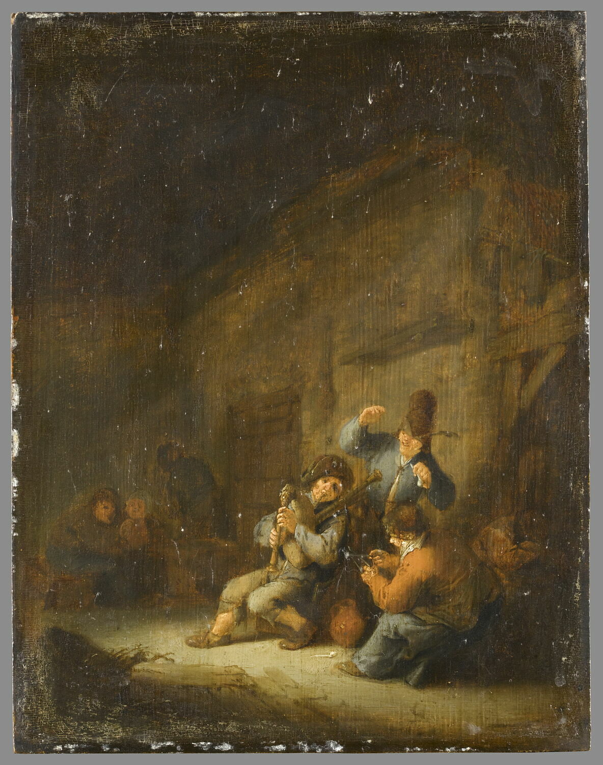 Scène d'intérieur avec joueur de cornemuse, Ostade, Adriaen van, 2e quart du XVIIe siècle (1630 - 1640)