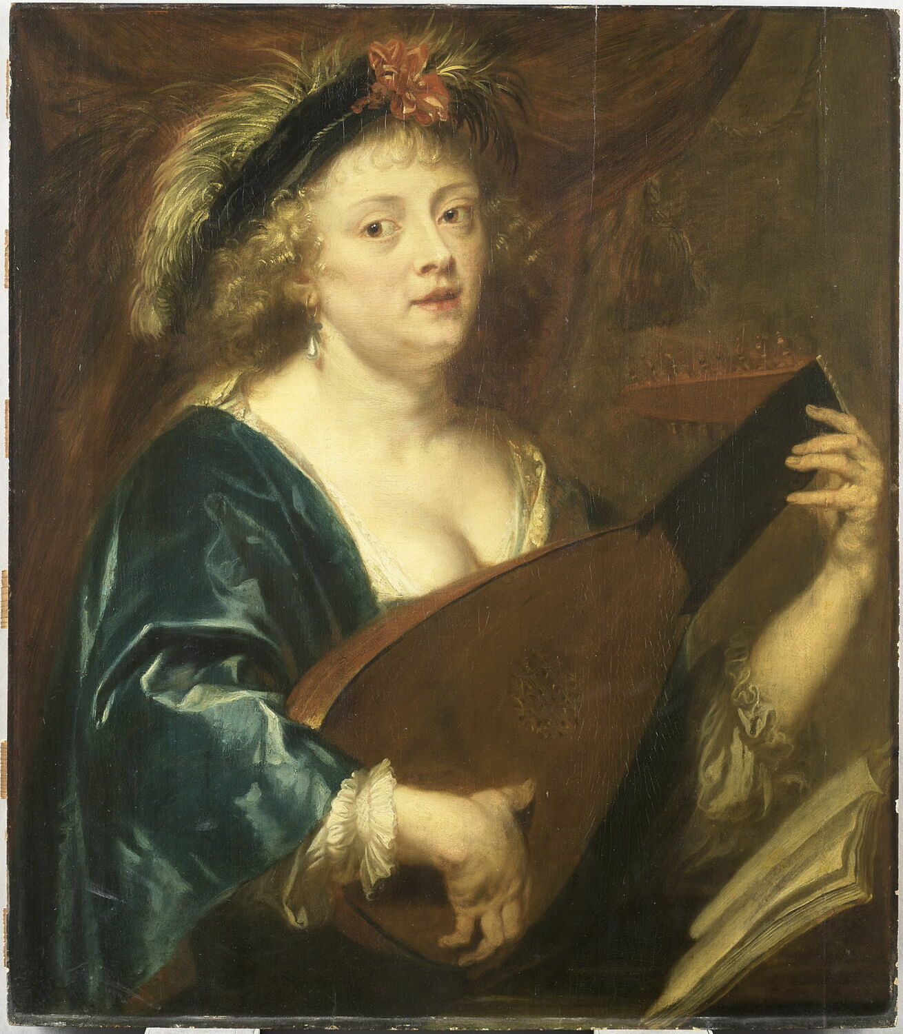 Femme jouant du luth, Hoecke, Jan van den, 1e moitié du XVIIe siècle (1600 - 1650)