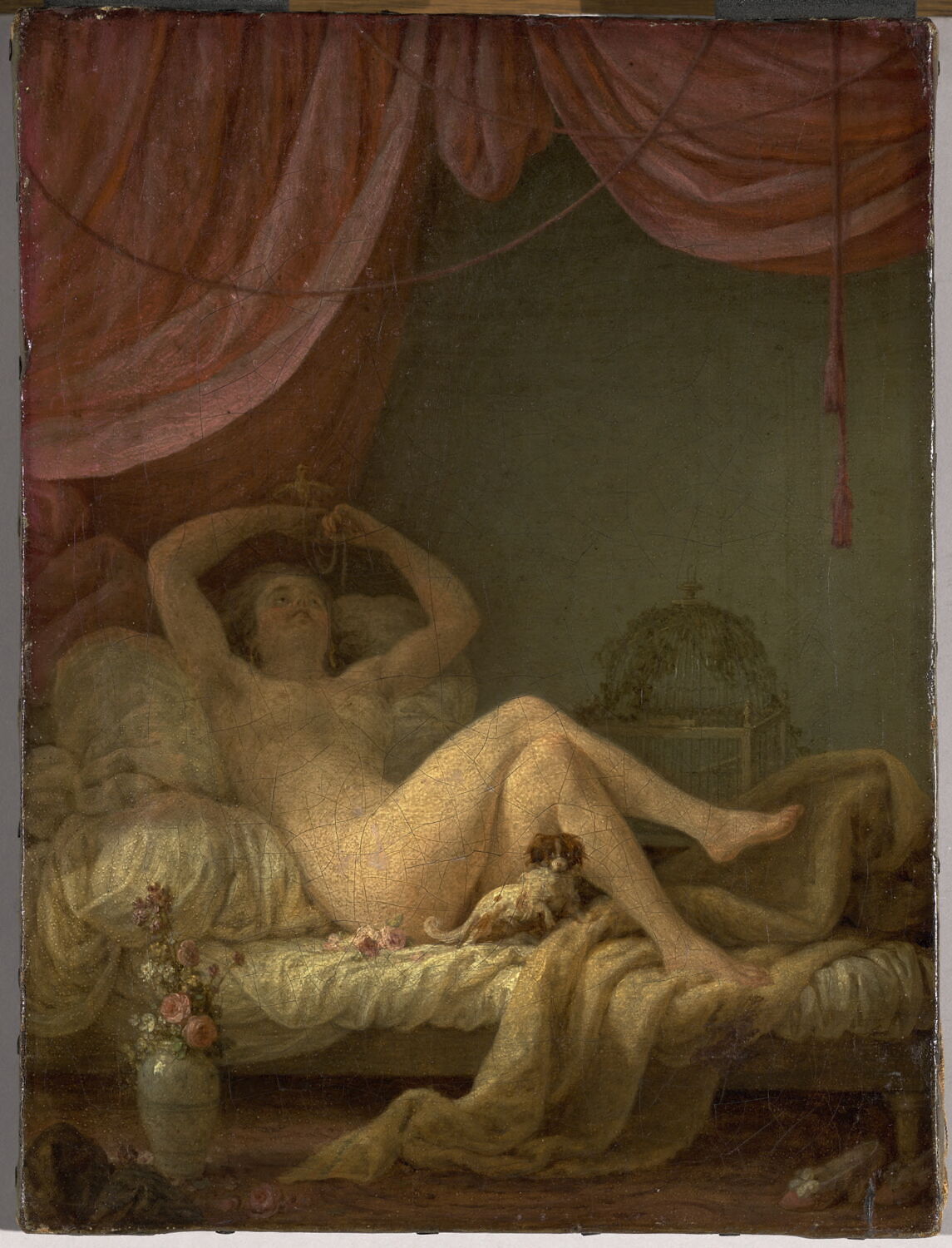 L'Esclave heureux (L'oiseau captif tenu par sa maîtresse)., Hilair, Jean-Baptiste, Fin du XVIIIe siècle - début du XIXè siècle (1775 - 1825)