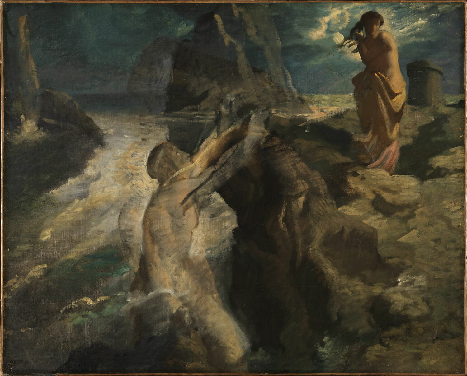 Hero et Léandre, dit aussi Le Poète et la Sirène., Chassériau, Théodore, 2e quart du XIXe siècle (1825 - 1850)