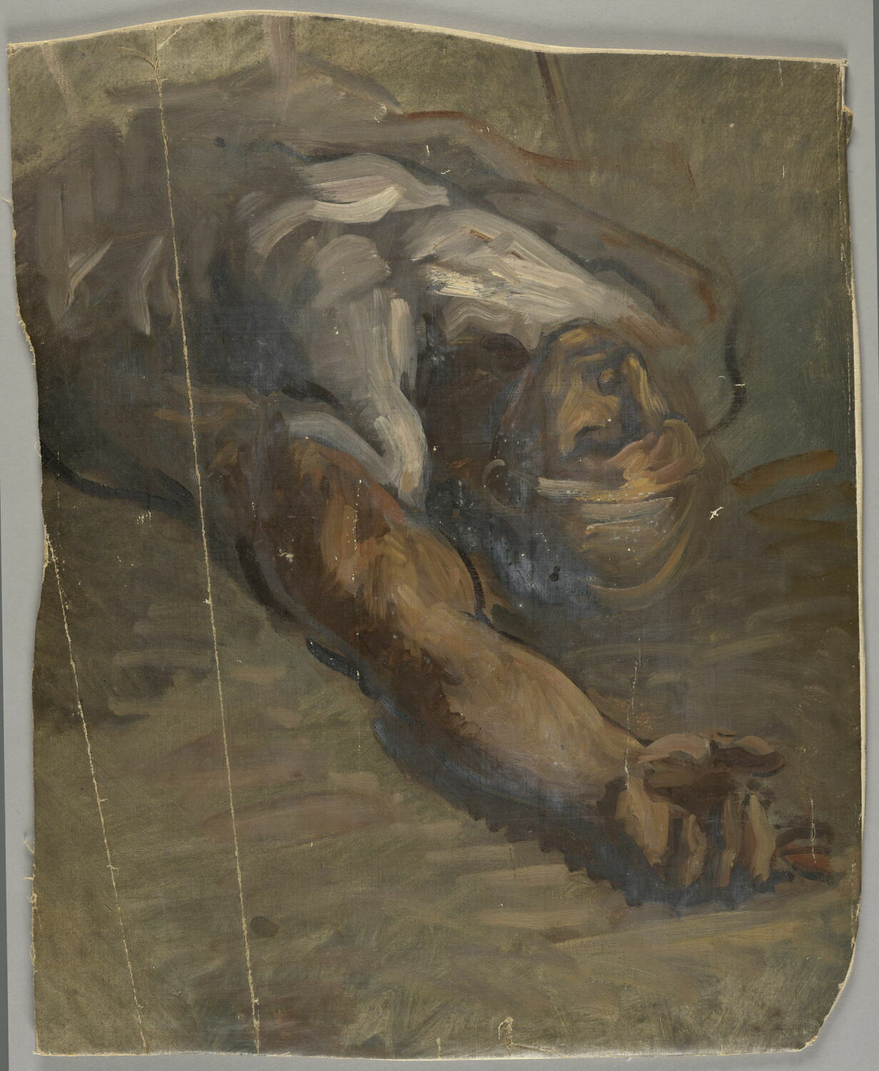 Buste d'homme nu, étendu sur le dos., Chassériau, Théodore, 2e quart du XIXe siècle (1835)