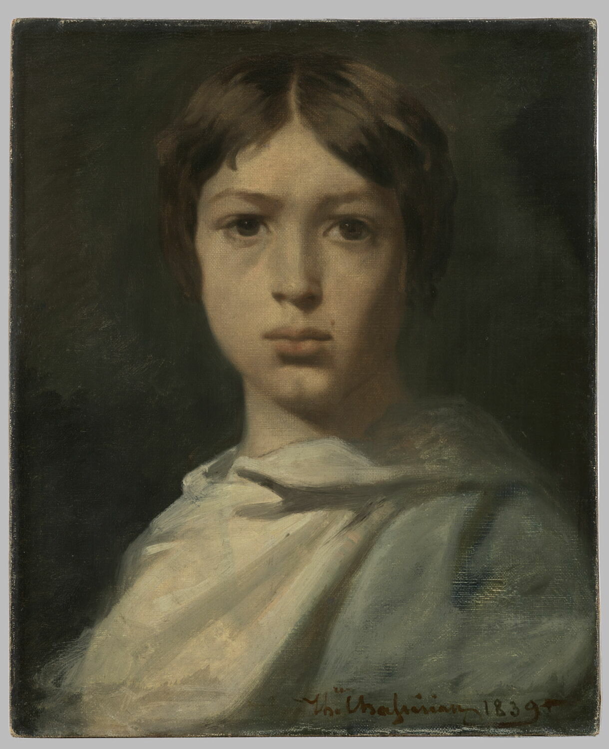 Portrait de jeune garçon. Le broyeur de couleurs de l'artiste., Chassériau, Théodore, 2e quart du XIXe siècle (1839)