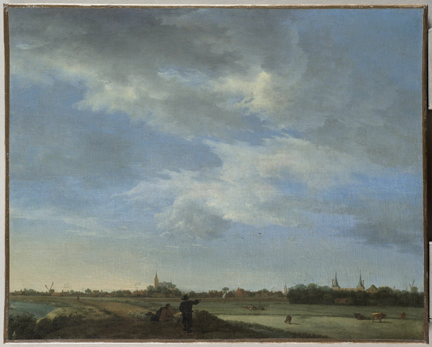 Ilpendam vu du sud-est, avec le château d'Ilpenstein. Un dessinateur à l'avant-plan, Borssum, Anthonie van, XVIIe siècle (vers 1650 - 1670)