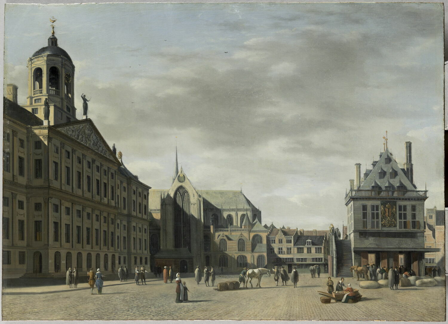 La Place du Dam avec le nouvel Hôtel de Ville à Amsterdam