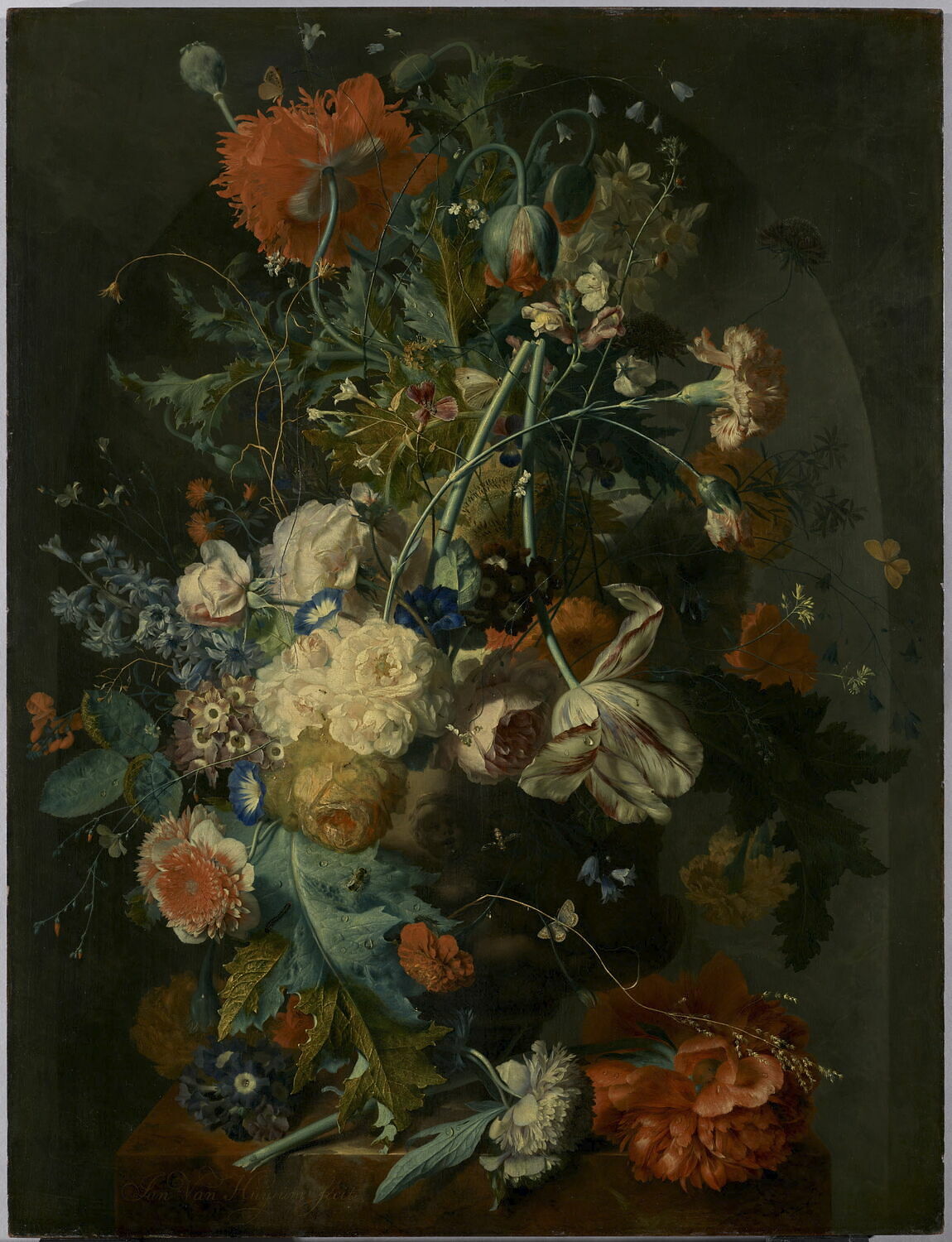 Vase de fleurs dans une niche, Huysum, Jan van, 2e quart du XVIIIe siècle (1720 - 1740)