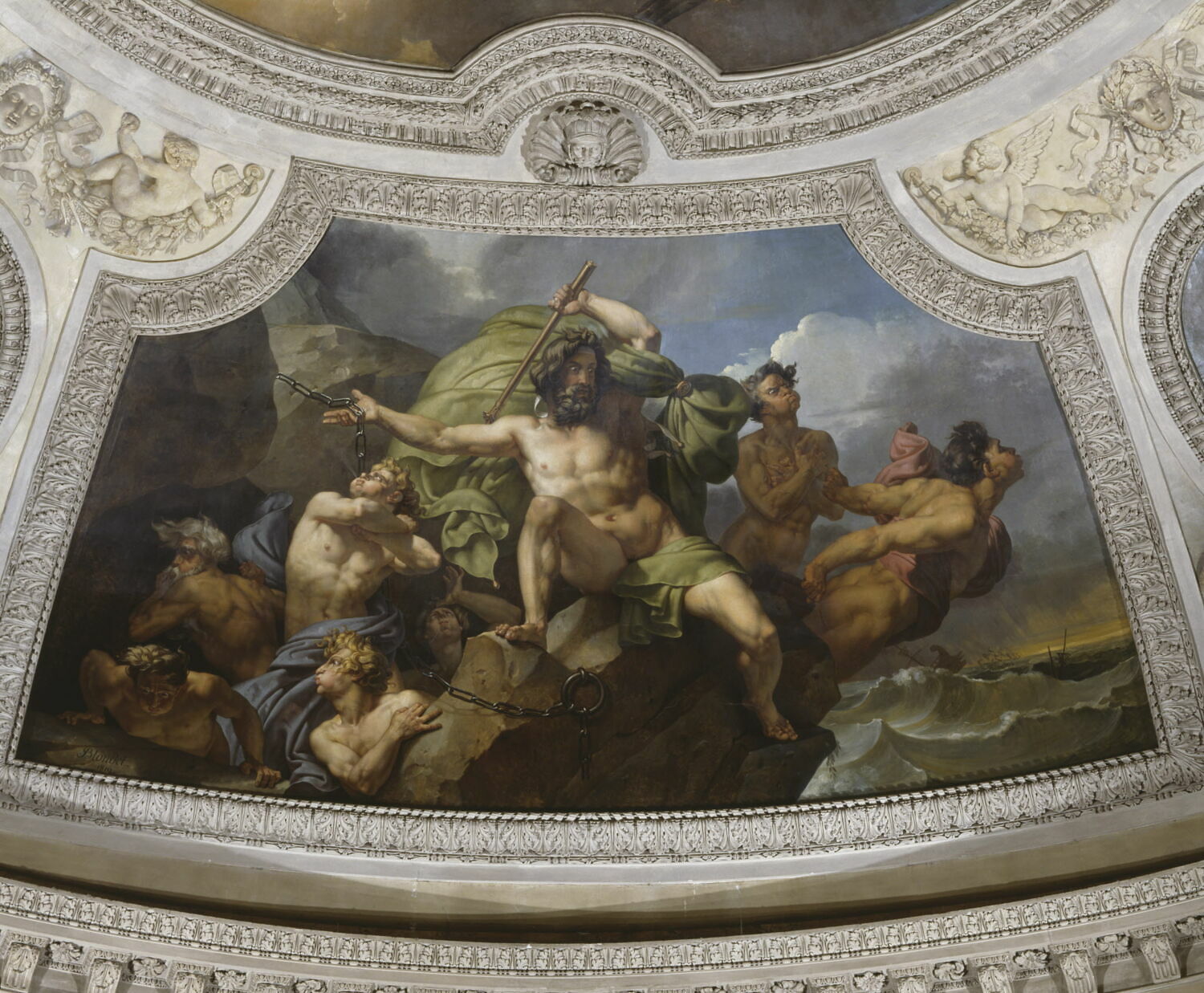 Plafond : L'Air. Éole déchaînant les vents contre la flotte troyenne., Blondel, Merry-Joseph, 1e quart du XIXe siècle (1819)