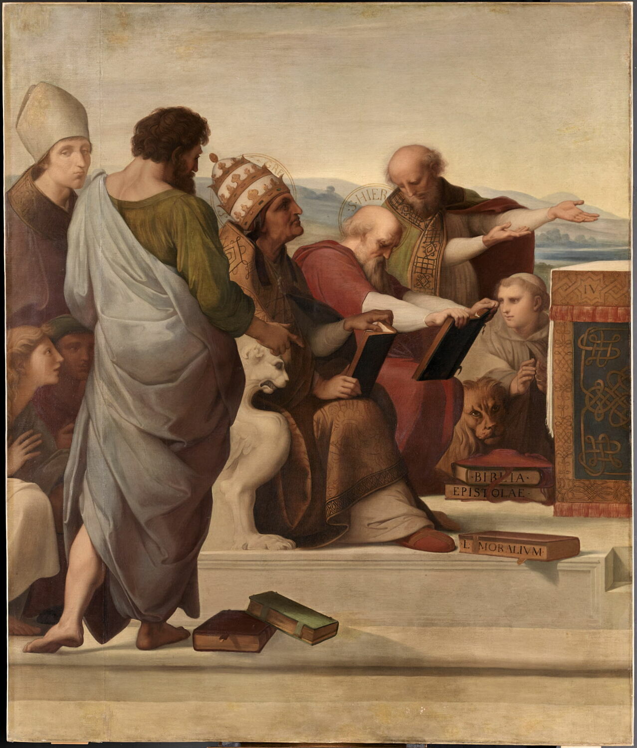 La Dispute du Saint Sacrement (détail du groupe de saint Grégoire le Grand et de saint Jérôme), Benouville, Léon, 2e quart du XIXe siècle (1848 - 1849)