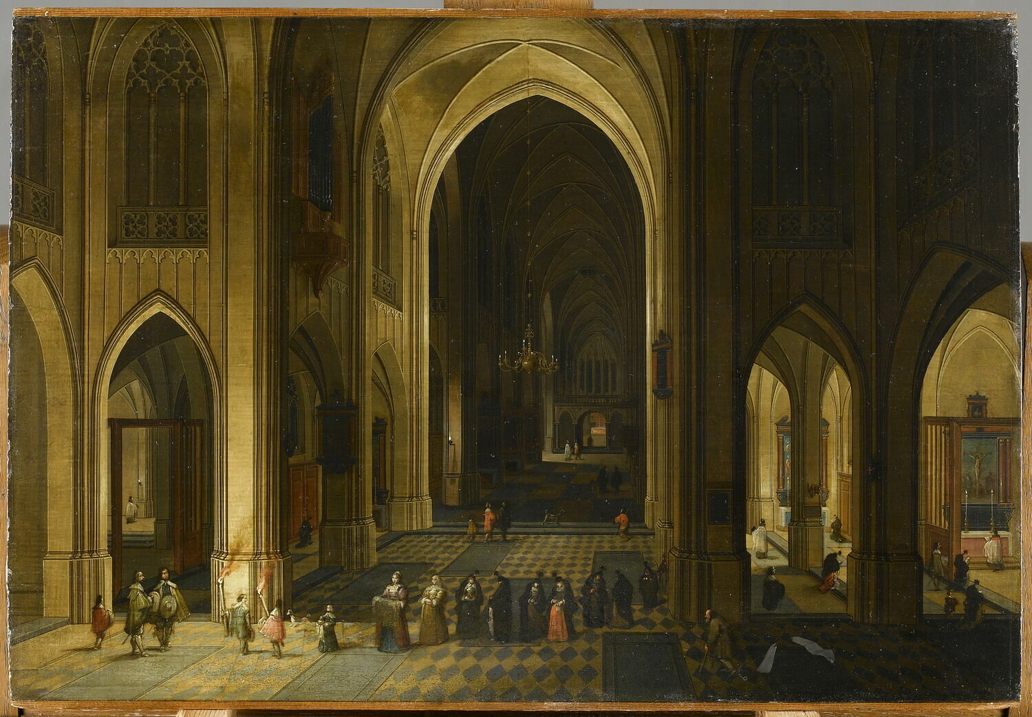 Cortège d’un baptême dans une église. Effet nocturne, Neefs, Pieter I, 1e moitié du XVIIe siècle (1644)