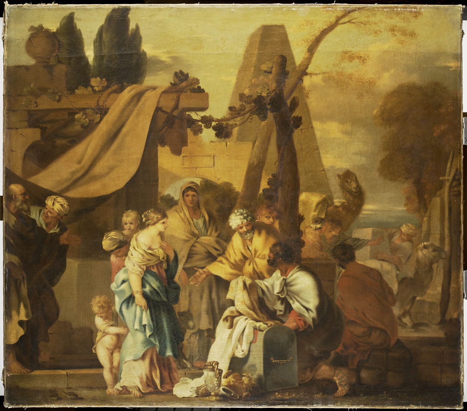 Rébecca recevant les présents d’Abraham, Bourdon, Sébastien, 1e moitié du XVIIe siècle (vers 1645)