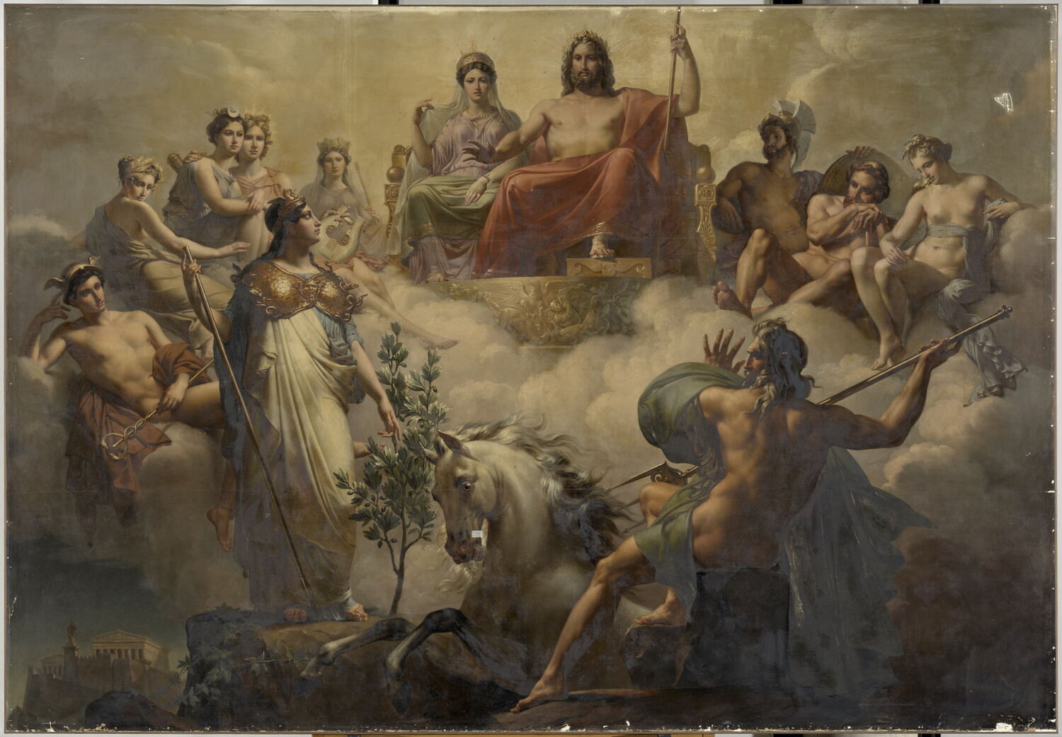 Plafond : La dispute de Minerve et de Neptune au sujet d'Athènes., Blondel, Merry-Joseph, 1e quart du XIXe siècle (1822)