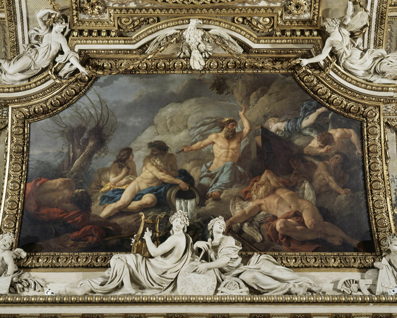 Plafond : L'Hiver ou Éole déchaînant les vents qui couvrent les montagnes de neige, Lagrenée, Jean-Jacques, 3e tiers du XVIIIe siècle (1775)