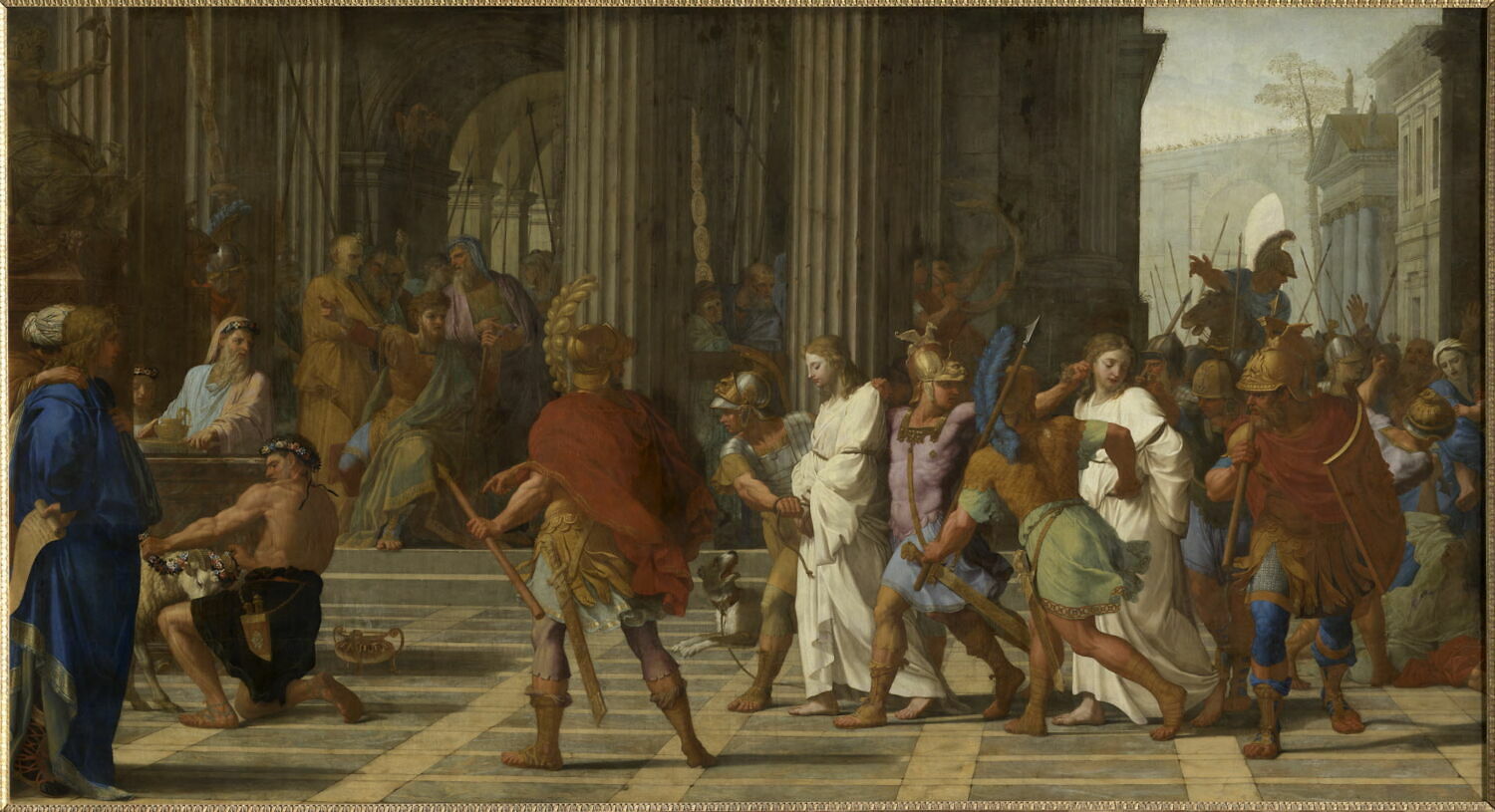 Saint Gervais et saint Protais, amenés devant Astasius, refusent de sacrifier à Jupiter, Le Sueur, Eustache, Milieu du XVIIe siècle (vers 1652)