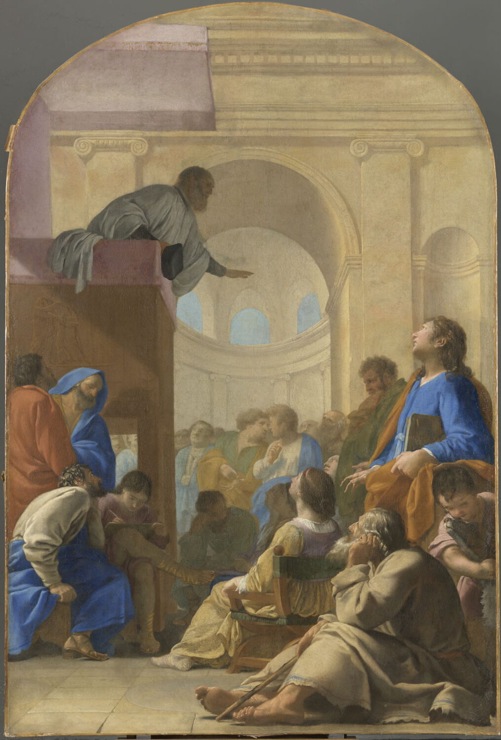 Saint Bruno assiste au sermon de Raymond Diocrès, Le Sueur, Eustache, 2e quart du XVIIe siècle (vers 1645 - 1648)