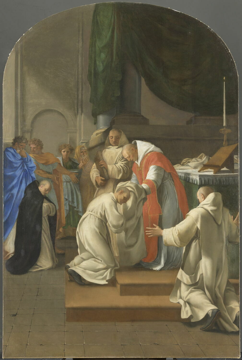 Saint Bruno donne l'habit à plusieurs novices, Le Sueur, Eustache, 2e quart du XVIIe siècle (1645 - 1648)