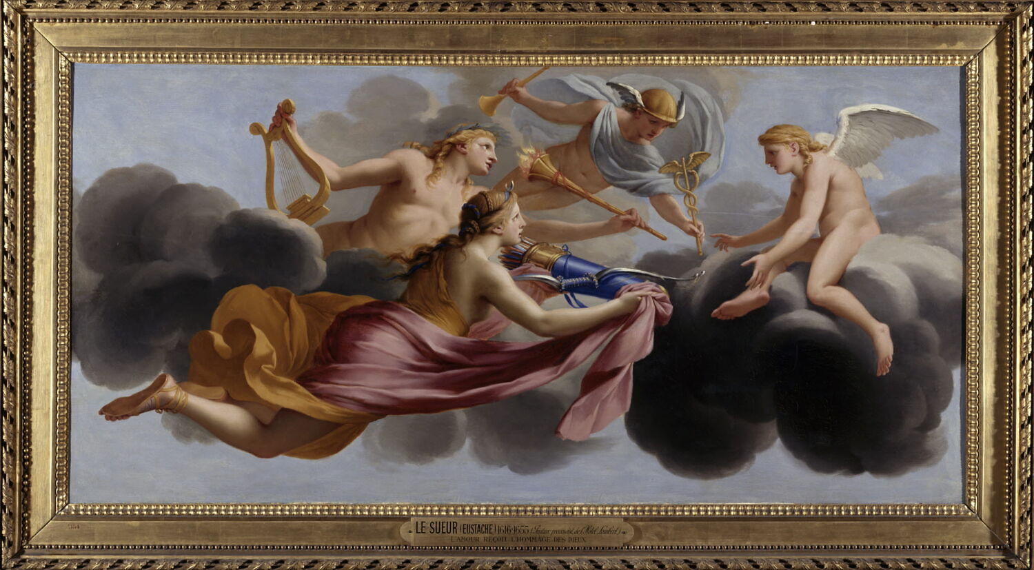L'Amour reçoit l'hommage de Diane, d'Apollon et de Mercure, Le Sueur, Eustache, 2e quart du XVIIe siècle (1645 - 1647)