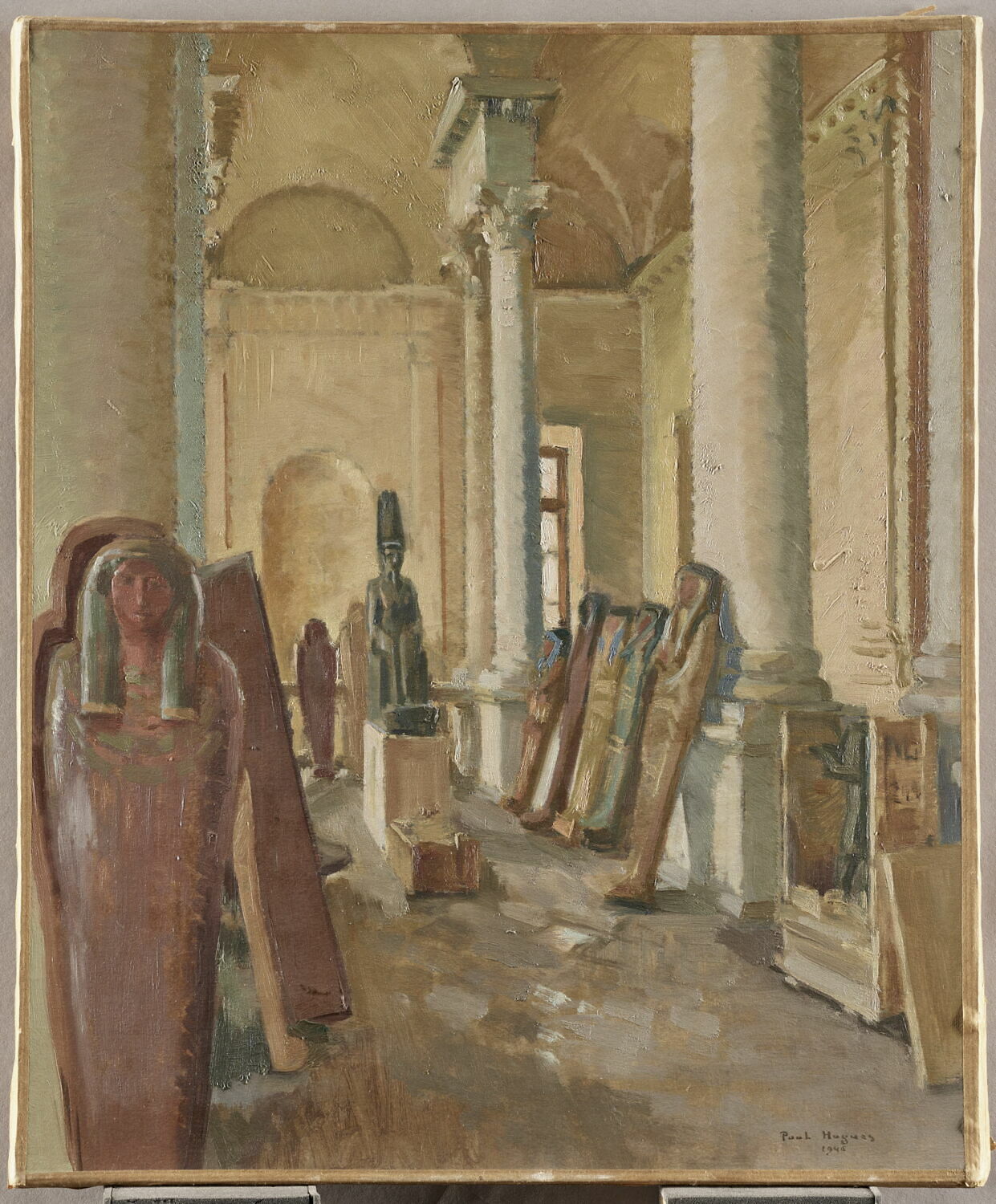 Vue du palier de l'escalier égyptien au Louvre en cours de réinstallation, en 1946, Hugues, Paul, 2e quart du XXe siècle (1946)