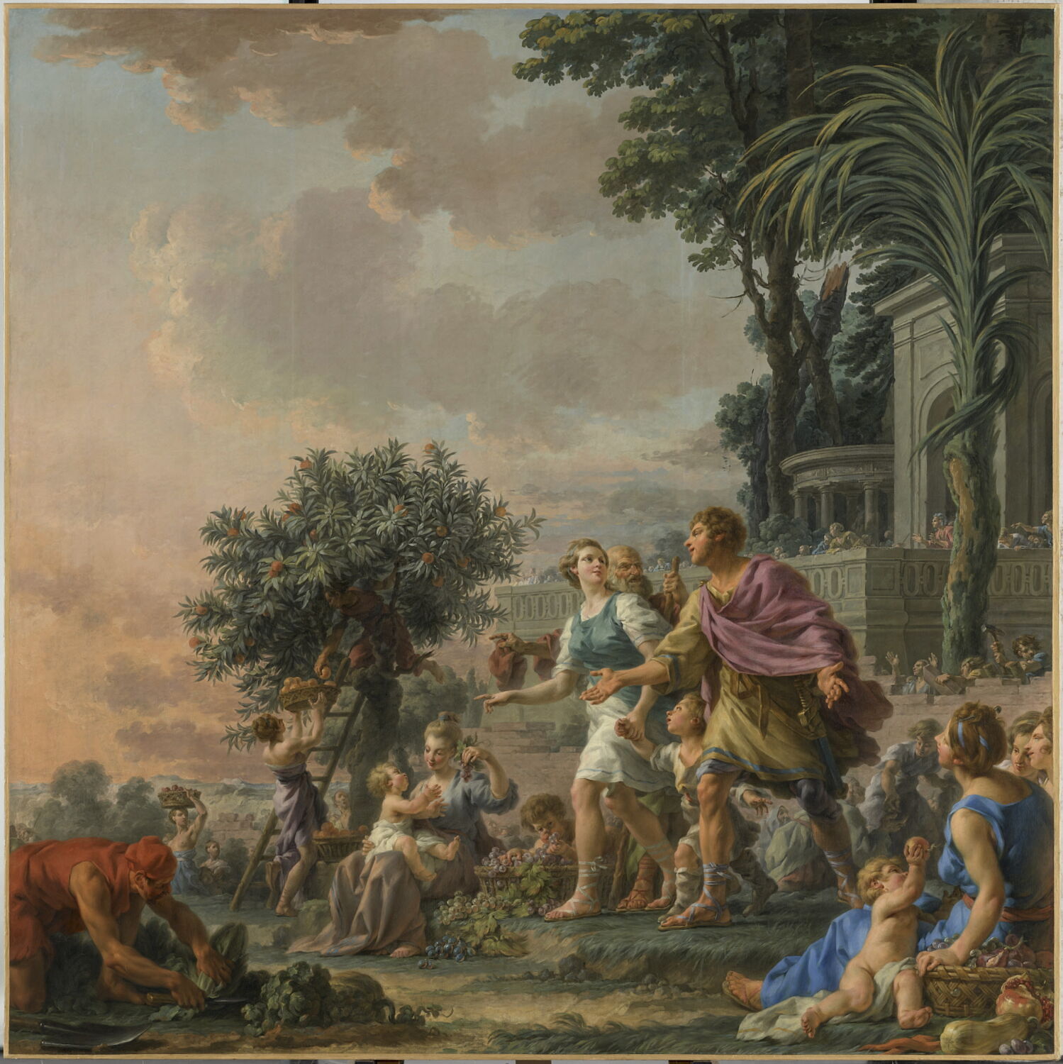 Libéralité de Cimon l'Athénien invitant le peuple à prendre les fruits de ses jardins.(Plutarque, Vie de Périclès), Hallé, Noël, 3e tiers du XVIIIe siècle (1776 - 1777)