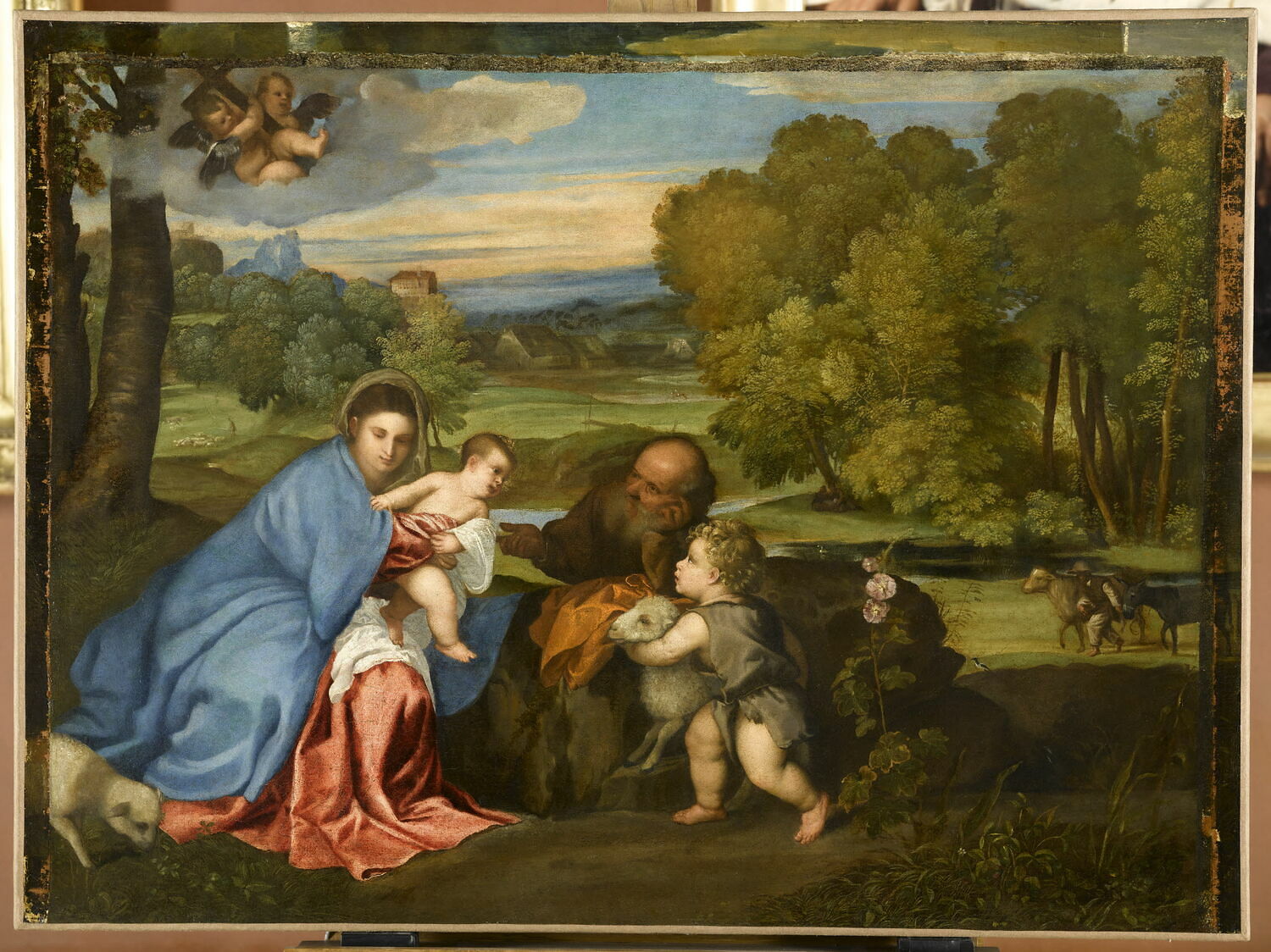 Le Repos de la Sainte Famille avec le petit saint Jean Baptiste, Polidoro Lanzani, XVIe siècle (1500 - 1600)
