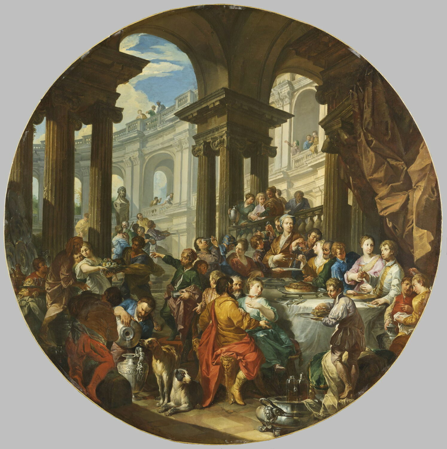 Festin donné sous un portique d'ordre ionique, Panini, Giovanni Paolo, 1e quart du XVIIIe siècle (vers 1720)