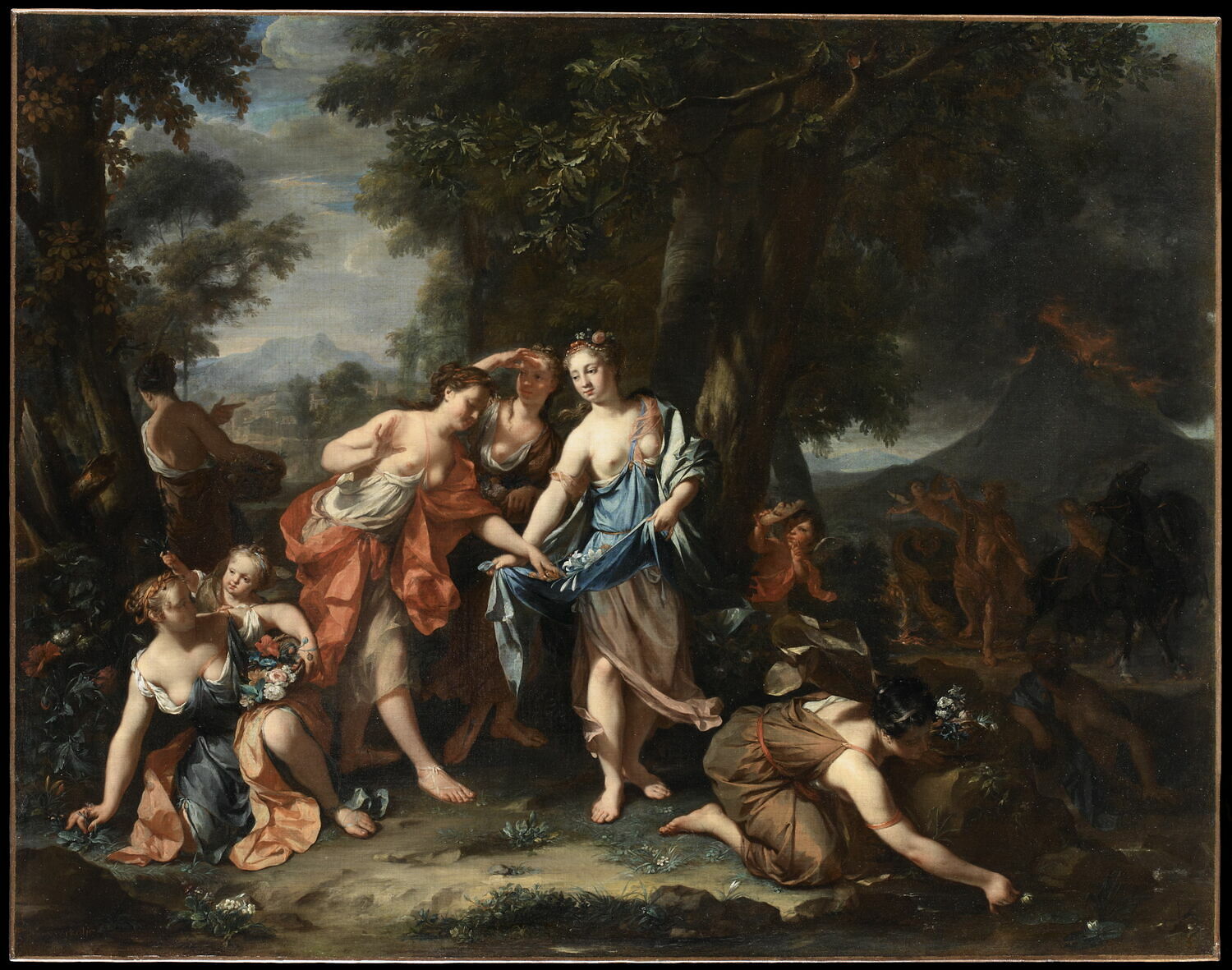 Proserpine, fille de Cérès, cueillant des fleurs avec ses compagnes dans la prairie d’Enna, Verkolje, Nicolaas, 1e moitié du XVIIIe siècle (1720 - 1740)
