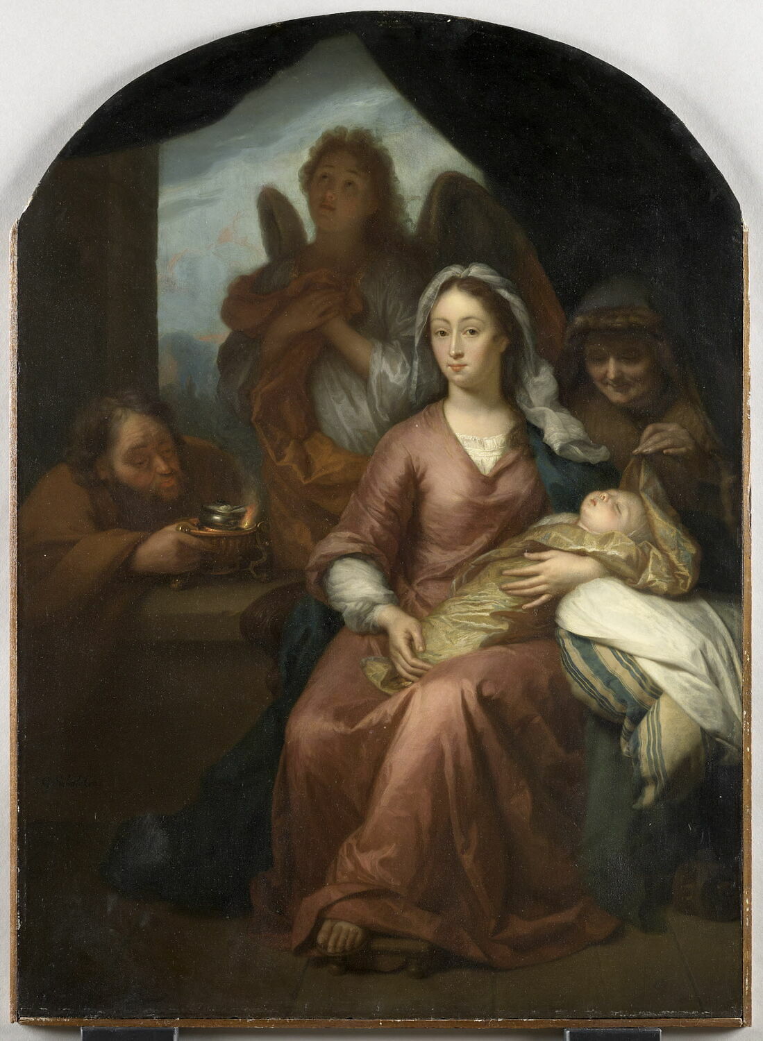 La Sainte Famille avec saint Anne et un ange, Годфрид Схалкен, вторая половина XVII века (1680–1685)