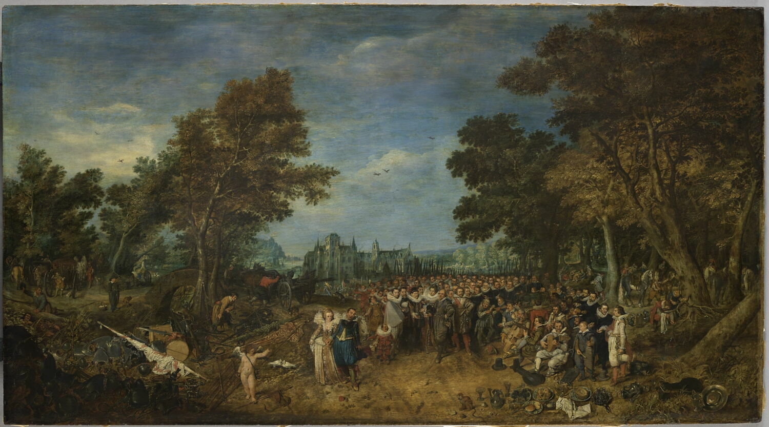 Allégorie de la trêve de 1609 entre l'archiduc d'Autriche, gouverneur des Pays-Bas du Sud, et les Pays-Bas du Nord, Venne, Adriaen Pietersz. van de, 1e quart du XVIIe siècle (1616)