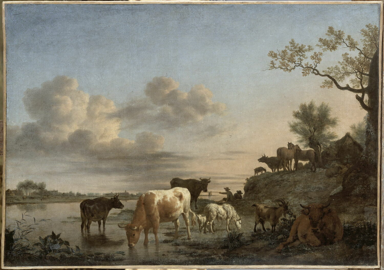 Paysage : animaux à la rivière, Velde, Adriaen van de, XVIIe siècle (1664)