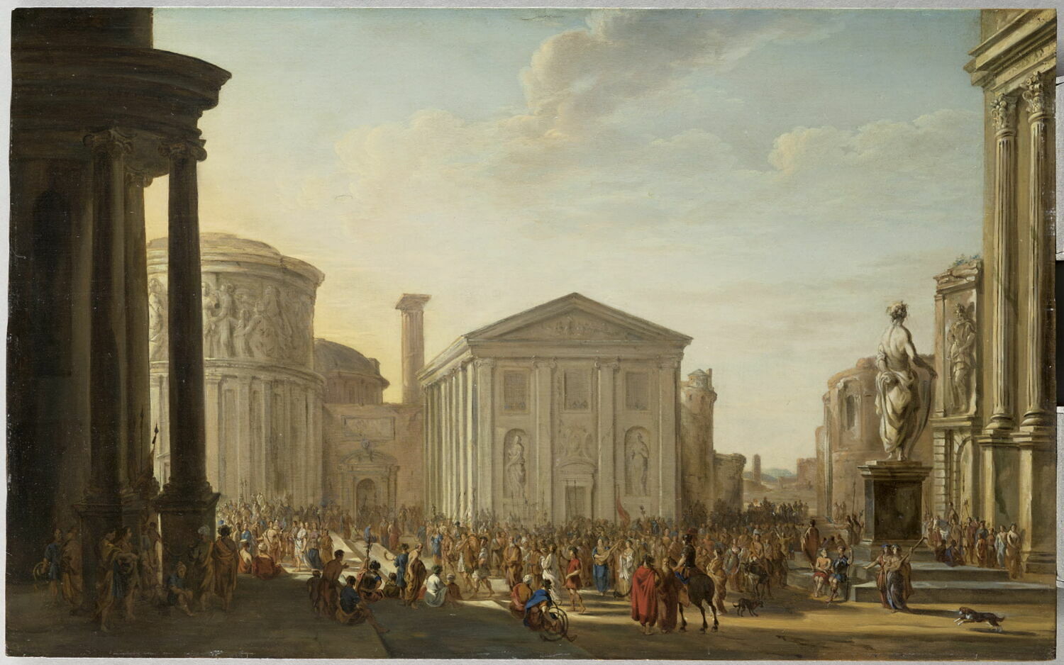 Vue d'architectures antiques avec une foule en cortège, Ulft, Jacob van der, 2e moitié du XVIIe siècle (vers 1670 - 1680)