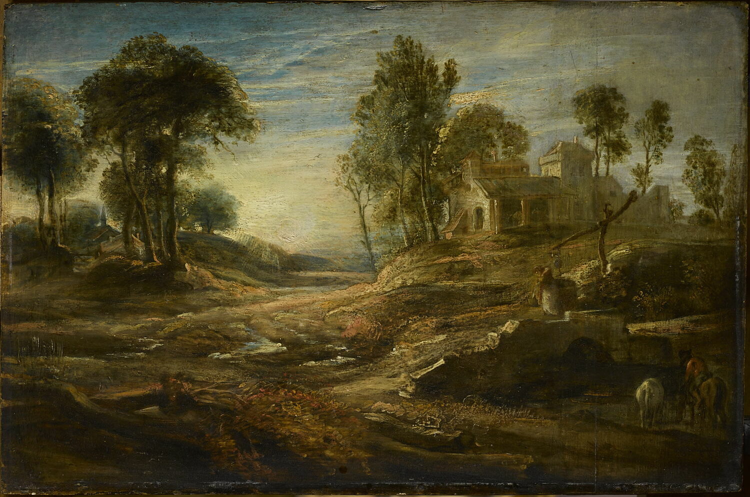 Paysage à l'abreuvoir. Effet de soleil couchant, Rubens, Petrus Paulus, 2e quart du XVIIe siècle (avant 1638)