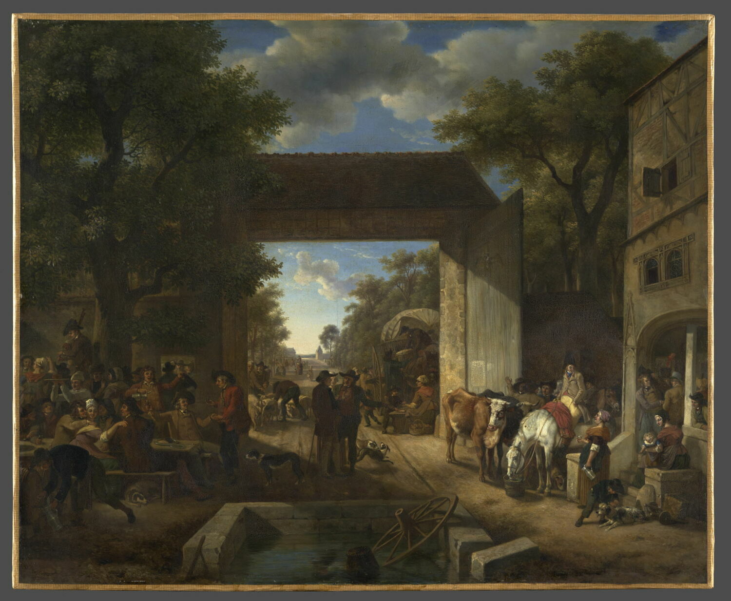 Une Foire à la porte d'une auberge., De Marne, Jean-Louis, 1e quart du XIXe siècle (1800 - 1825)
