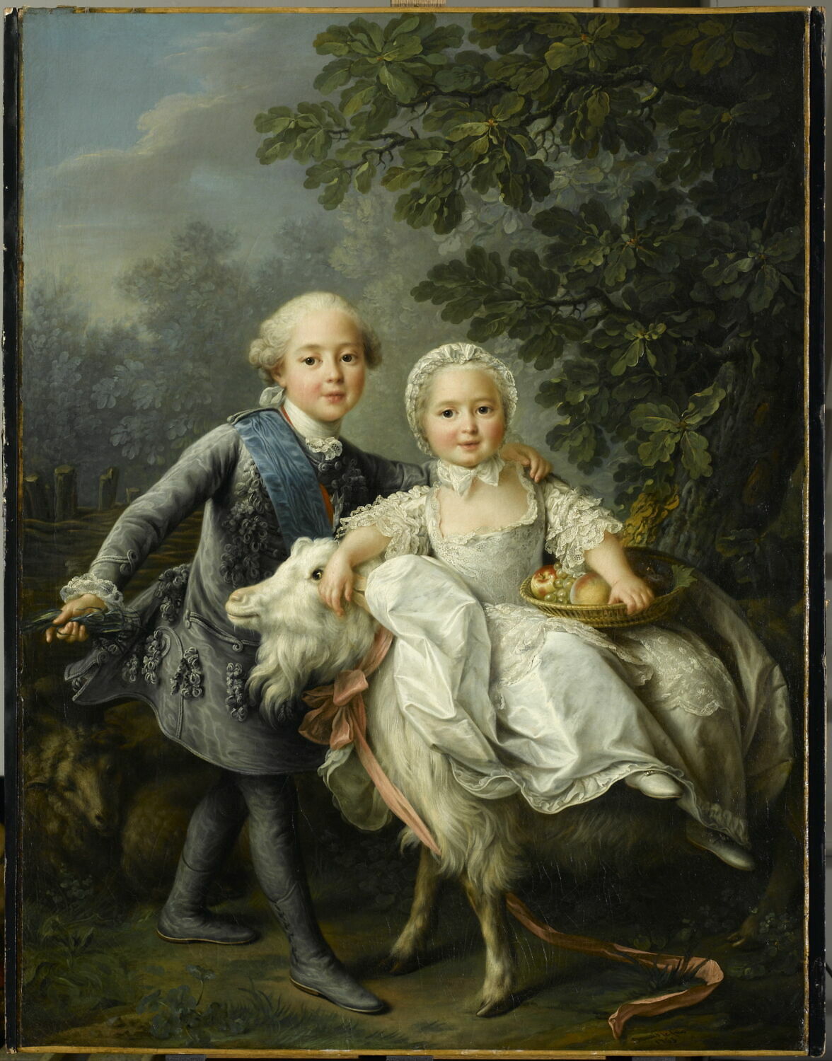 Charles-Philippe de France, comte d'Artois, futur Charles X (1757-1836), et sa soeur Madame Clotilde, future reine de Sardaigne ( 1759-1802)., Drouais, François Hubert, 3e quart du XVIIIe siècle (1763)