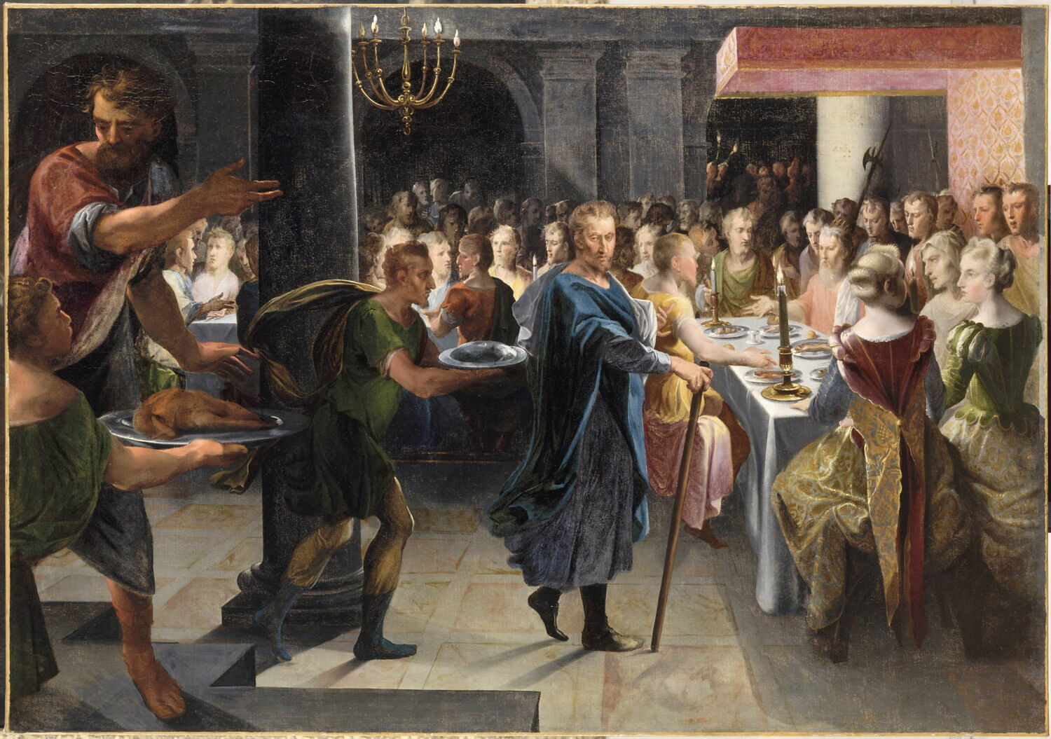 Dicé offrant un banquet à Francus, en présence de Hyante et de Climène (Ronsard, La Franciade, second livre., Dubreuil, Toussaint, 1e quart du XVIIe siècle (1600 - 1625)